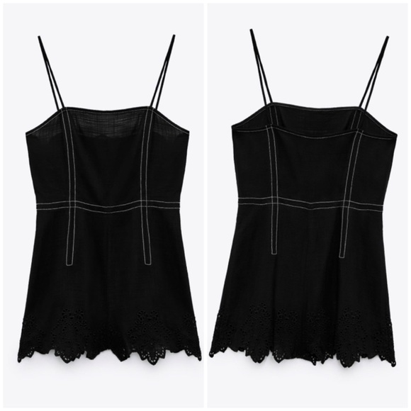 Zara topstitched shorts romper in black - Picture 5 of 8